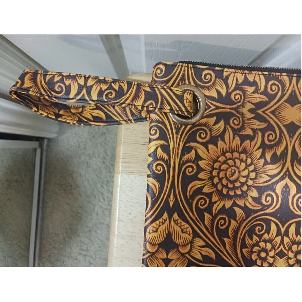 Sunflower Pattern Clutch Bag In Yellowish Red